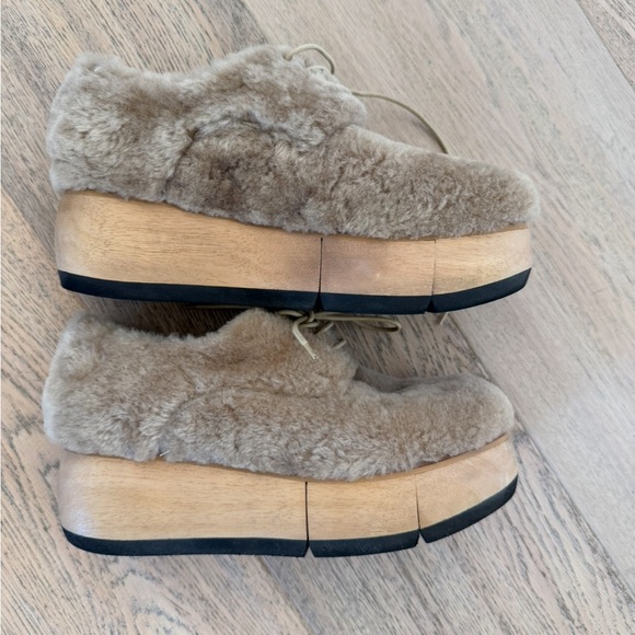 Free People Used Paloma Barcelo lace-up Beige Shearling chunky rubber sole shoes - Picture 9 of 14